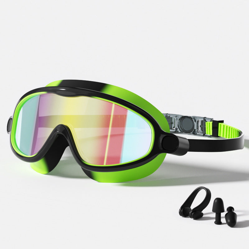 Kids Swimming Goggles with Large Frame | Silicone Waterproof Anti-Fog Swim Goggles for Boys & Girls | Clear Vision New Design