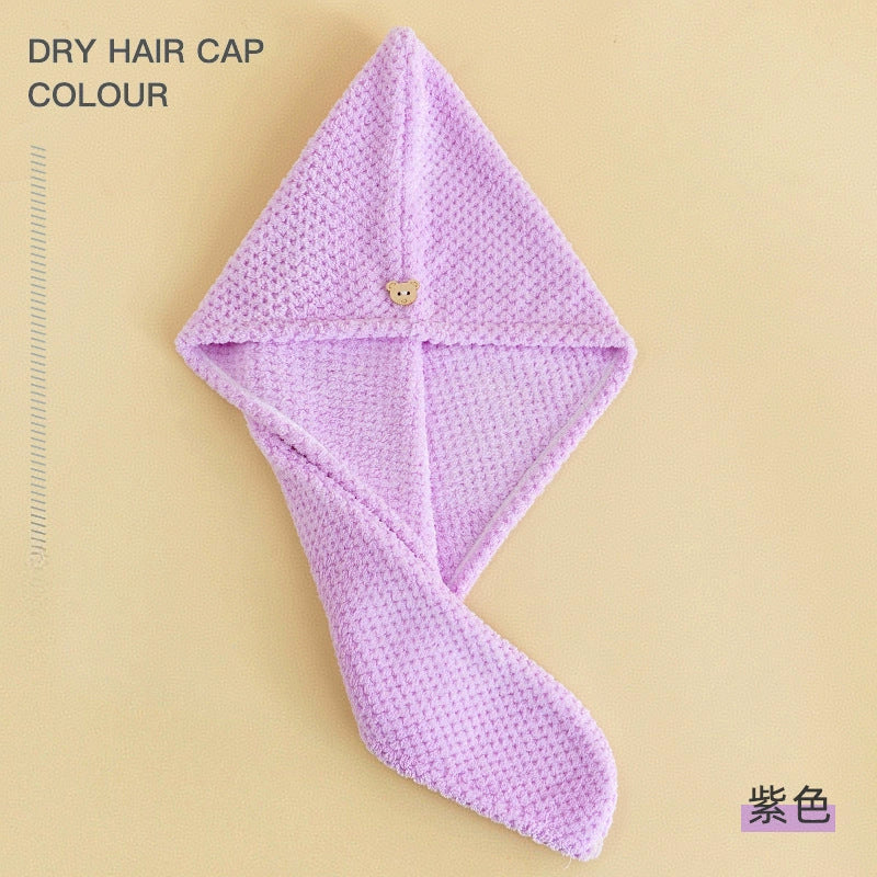 Women’s Thick Coral Fleece Hair Drying Towel Cap | Ultra Absorbent Quick-Dry Bath Turban | Anti-Shedding Hair Wrap