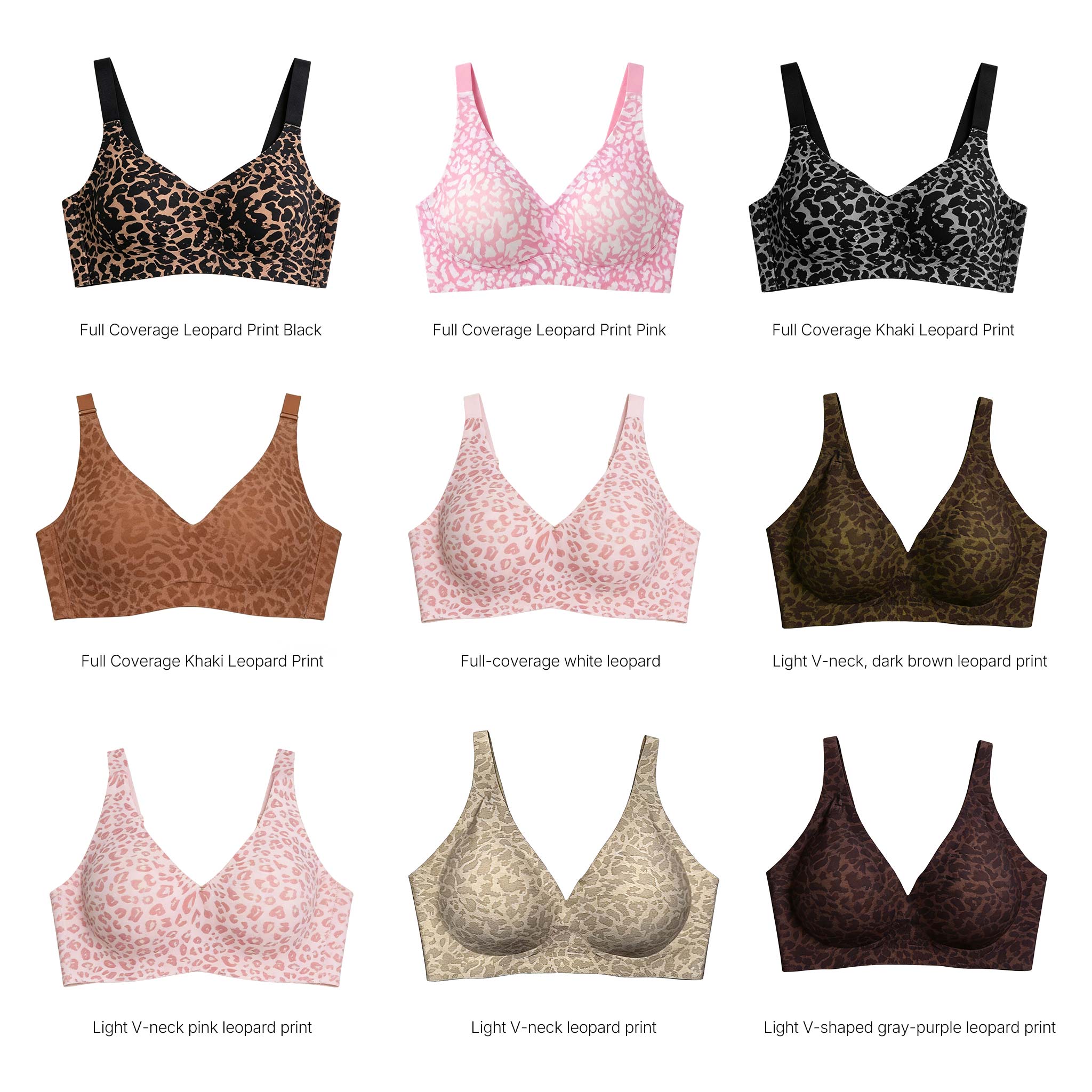 Full-Coverage Leopard Print Seamless Push-Up Bra