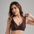 Full-Coverage Leopard Print Seamless Push-Up Bra