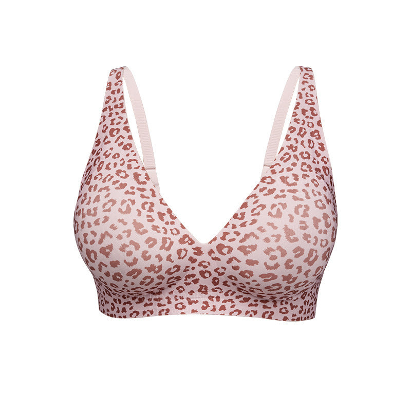 Full-Coverage Leopard Print Seamless Push-Up Bra